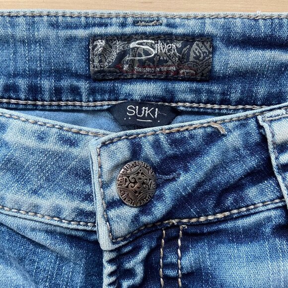 Silver Jeans silver Suki Women Medium Rise Straight Leg Jeans 32 Bleach tie dye - Picture 3 of 13